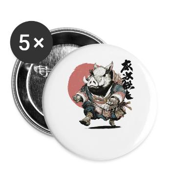 Eber-Samurai in Ukiyo-Rüstung - Buttons groß 56 mm (5er Pack) - Weiß - Vorne