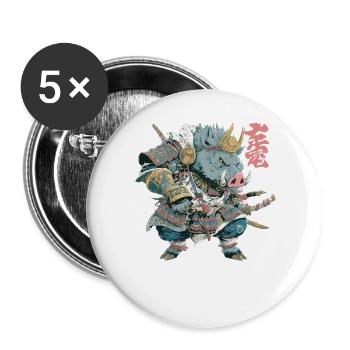 Boar Samurai Armor - Buttons large 2.2''/56 mm (5-pack) - white - Front