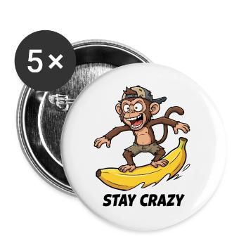 Bananen-Surf-Affe - Buttons groß 56 mm (5er Pack) - Weiß - Vorne
