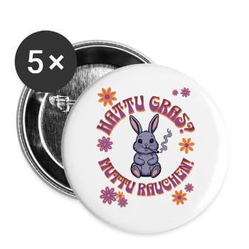 Canabis Rabbit - Hattu Grass ? - Lot de 5 grands badges (56 mm) - blanc - Devant