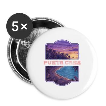 Punta Cana Tropischer Abend - Buttons groß 56 mm (5er Pack) - Weiß - Vorne
