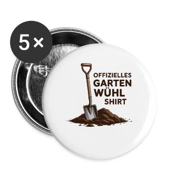  Offizielles Garten Wühl Shirt Für Hobbygärtner - Buttons groß 56 mm (5er Pack) - Weiß - Vorne