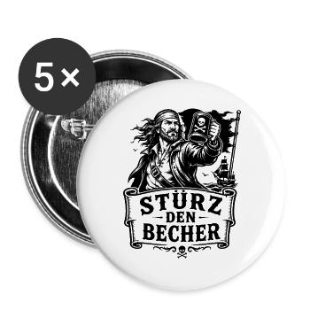 Störtebekker Stürz den Becher Pirat Legende - Buttons groß 56 mm (5er Pack) - Weiß - Vorne