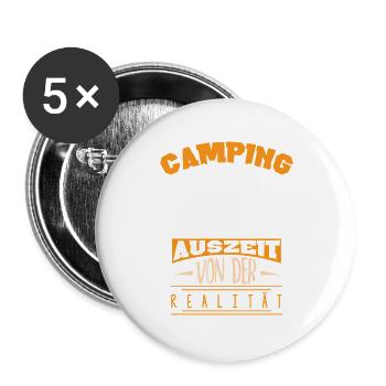 Camping Camper Wohnwagen Wohnmobil Campingplatz - Buttons groß 56 mm (5er Pack) - Weiß - Vorne