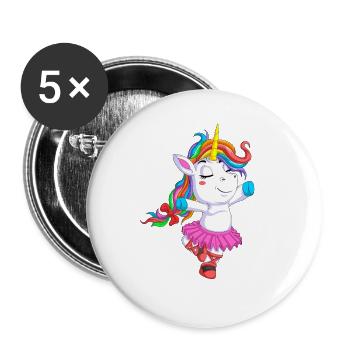 Ballett-Einhorn-Niedliche Tanz-Ballerina-Geschenk - Buttons groß 56 mm (5er Pack) - Weiß - Vorne