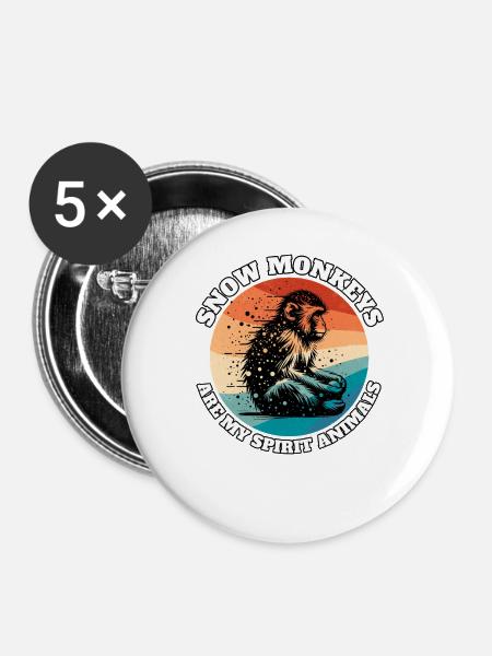 Lustige Schneeaffe Sprüche - Buttons groß 56 mm (5er Pack) - Weiß