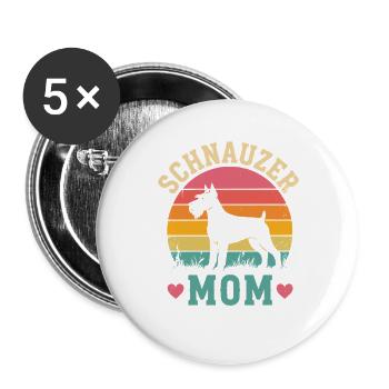 Schnauzer Mom Retro Sonnenuntergang - Buttons groß 56 mm (5er Pack) - Weiß - Vorne