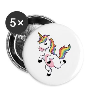 Étincelle de licorne arc-en-ciel - Lot de 5 grands badges (56 mm) - blanc - Devant