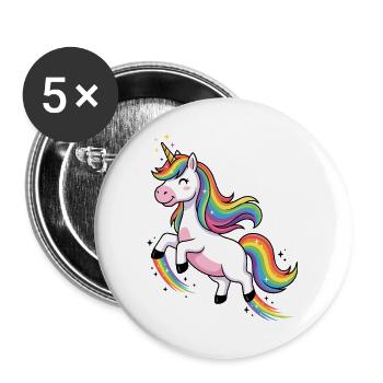 Parade de la Licorne Arc-en-ciel - Lot de 5 grands badges (56 mm) - blanc - Devant