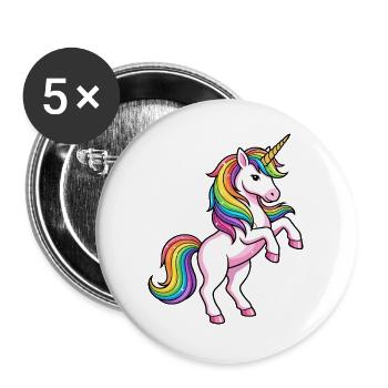 Parade de la Licorne Arc-en-ciel - Lot de 5 grands badges (56 mm) - blanc - Devant