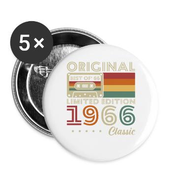 1966 Vintage Retro Geburtstagsgeschenk - Buttons groß 56 mm (5er Pack) - Weiß - Vorne