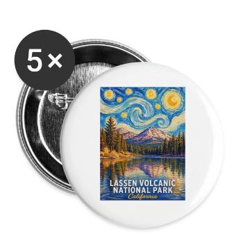 Lassen Vulkan-Nacht Poster California - Buttons groß 56 mm (5er Pack) - Weiß - Vorne