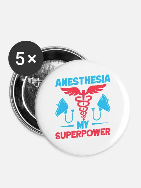 Anesthesiologist My Superpower Anesthesia - Buttons groß 56 mm (5er Pack) - Weiß