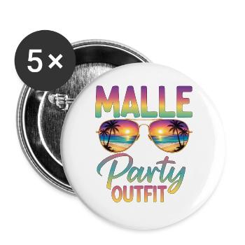 Mallorca Party Outfit - Buttons groß 56 mm (5er Pack) - Weiß - Vorne
