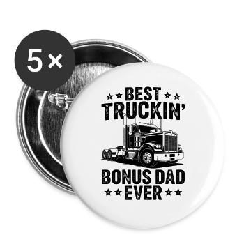 Bester Trucker Papa Bonus Dad - Buttons groß 56 mm (5er Pack) - Weiß - Vorne