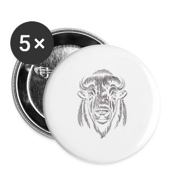 Büffelkopf Illustration - Buttons groß 56 mm (5er Pack) - Weiß - Vorne