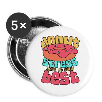 Donut Stress Office Vibes - Buttons large 2.2''/56 mm (5-pack) - white - Front