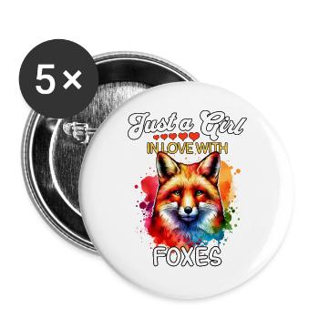Red Fox Fox Girl Fox - Buttons large 2.2''/56 mm (5-pack) - white - Front