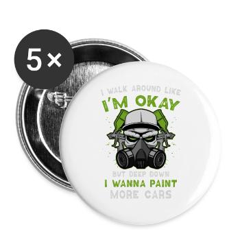 Je veux peindre plus de voitures Graffiti Mask Design - Lot de 5 grands badges (56 mm) - blanc - Devant