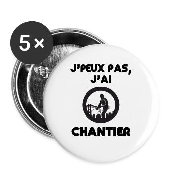 Ouvrier urbain en cercle silhouette - Lot de 5 grands badges (56 mm) - blanc - Devant