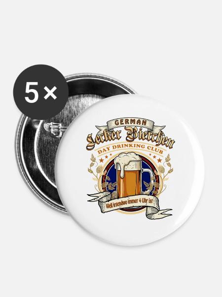 Lecker Bierchen Day Drinking Club - Buttons groß 56 mm (5er Pack) - Weiß
