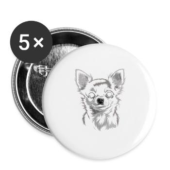 Chihuahua - Buttons groß 56 mm (5er Pack) - Weiß - Vorne