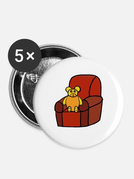 Teddy Teddybär Kinder Bär - Buttons groß 56 mm (5er Pack) - Weiß