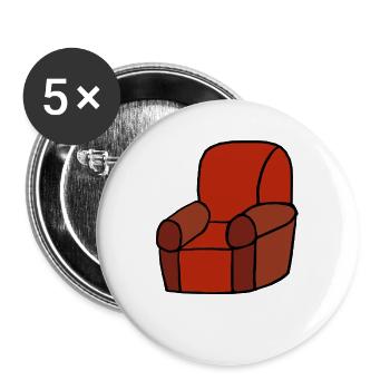 Red Lounge Chair Silhouette - Buttons large 2.2''/56 mm (5-pack) - white - Front