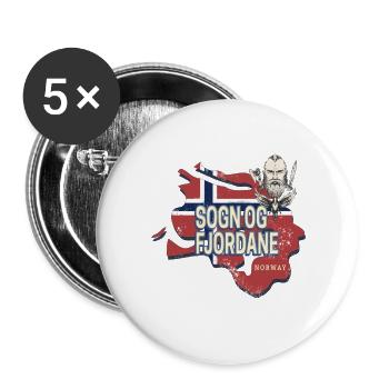 Sogn og Fjordane in Norwegen Provinz mit Landkarte - Buttons groß 56 mm (5er Pack) - Weiß - Vorne