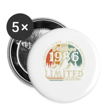 Vintage 1986 Original Vintage Birthday Gift - Buttons large 2.2''/56 mm (5-pack) - white - Front