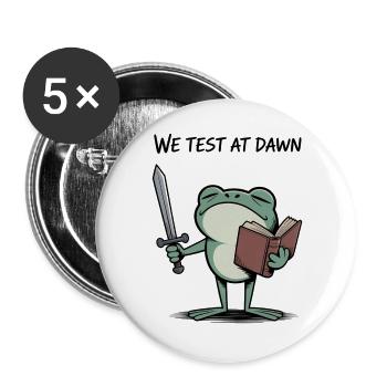 We Test at Dawn Frog Knight Reading - Buttons large 2.2''/56 mm (5-pack) - white - Front