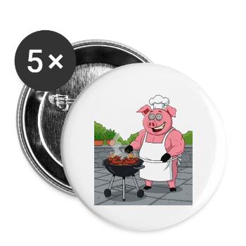 Grilling cozy pig - Buttons large 2.2''/56 mm (5-pack) - white - Front