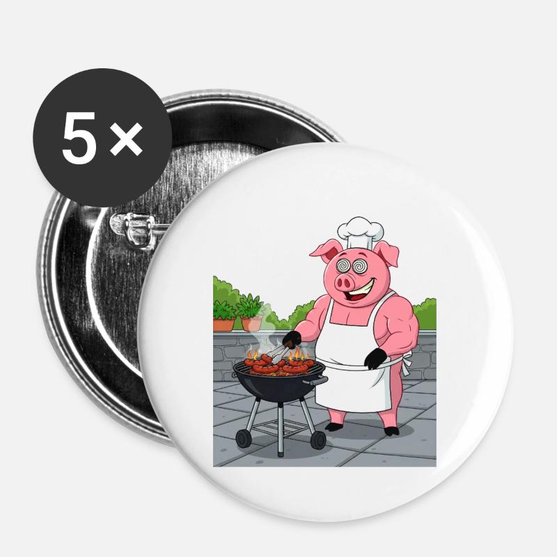 Grilling cozy pig - Buttons large 2.2''/56 mm (5-pack) - white