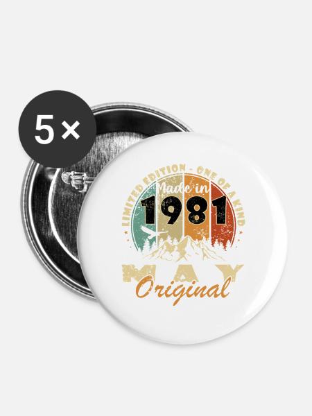 Mai 1981 - Mai 1981 - Buttons groß 56 mm (5er Pack) - Weiß