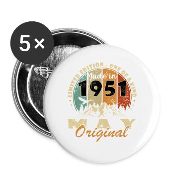 1951 Made in May Original - Buttons groß 56 mm (5er Pack) - Weiß - Vorne