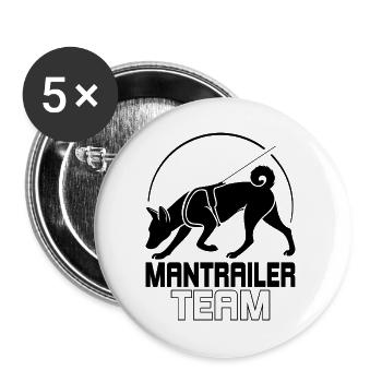 Basenji Mantrailer Team Hundesport Hunde Wilsigns - Buttons groß 56 mm (5er Pack) - Weiß - Vorne