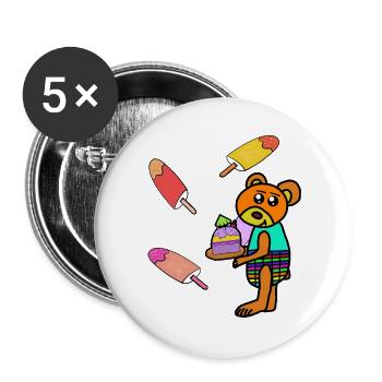 Teddy Teddys Kinder Eiskrem Muffin naschen - Buttons groß 56 mm (5er Pack) - Weiß - Vorne
