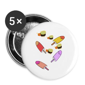 Buntes Eis mit Bienen Kinder Kind - Buttons large 2.2''/56 mm (5-pack) - white - Front
