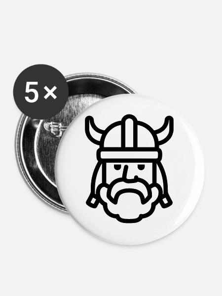 Wikinger - Buttons groß 56 mm (5er Pack) - Weiß