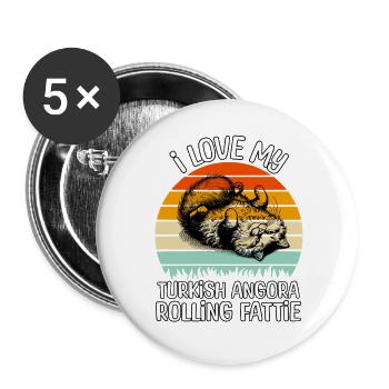 Drôle de chat angora turc - Lot de 5 grands badges (56 mm) - blanc - Devant