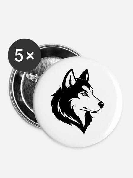 Schlittenhund - Buttons groß 56 mm (5er Pack) - Weiß