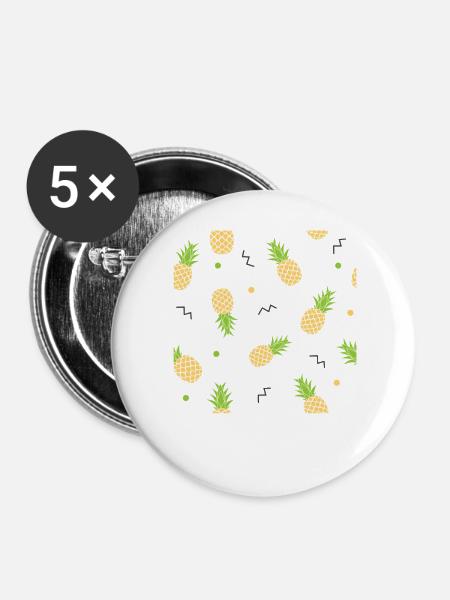 Ananasgelbes Muster - Buttons groß 56 mm (5er Pack) - Weiß