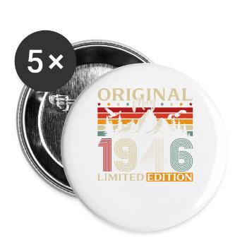 80. Geburtstag Geschenk Original Mai 1946 - Buttons groß 56 mm (5er Pack) - Weiß - Vorne