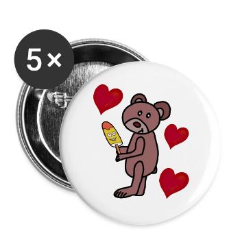 Teddy Eis Eiskrem Kinder Kind  Bär Herzen - Buttons large 2.2''/56 mm (5-pack) - white - Front
