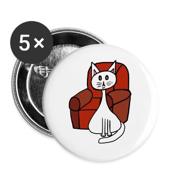 After-Work Cat Cats Pets 80s - Buttons large 2.2''/56 mm (5-pack) - white - Front