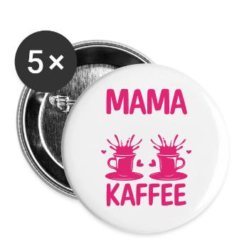 Kaffee Kaffeeliebhaber Mutter Mama - Buttons groß 56 mm (5er Pack) - Weiß - Vorne
