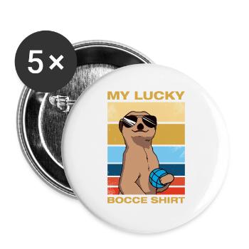 My lucky bocce Petanque Boule Boulespieler - Buttons groß 56 mm (5er Pack) - Weiß - Vorne