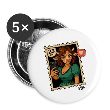 Selfie Cow Stamp Portrait - Buttons large 2.2''/56 mm (5-pack) - white - Front
