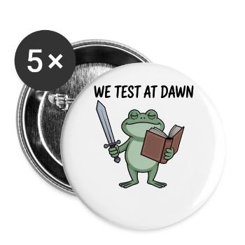 Dawn Quest Frog Sword & Book - Buttons large 2.2''/56 mm (5-pack) - white - Front