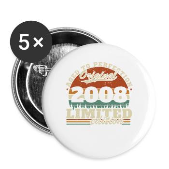 2008 Vintage Retro Birthday Gift - Buttons large 2.2''/56 mm (5-pack) - white - Front